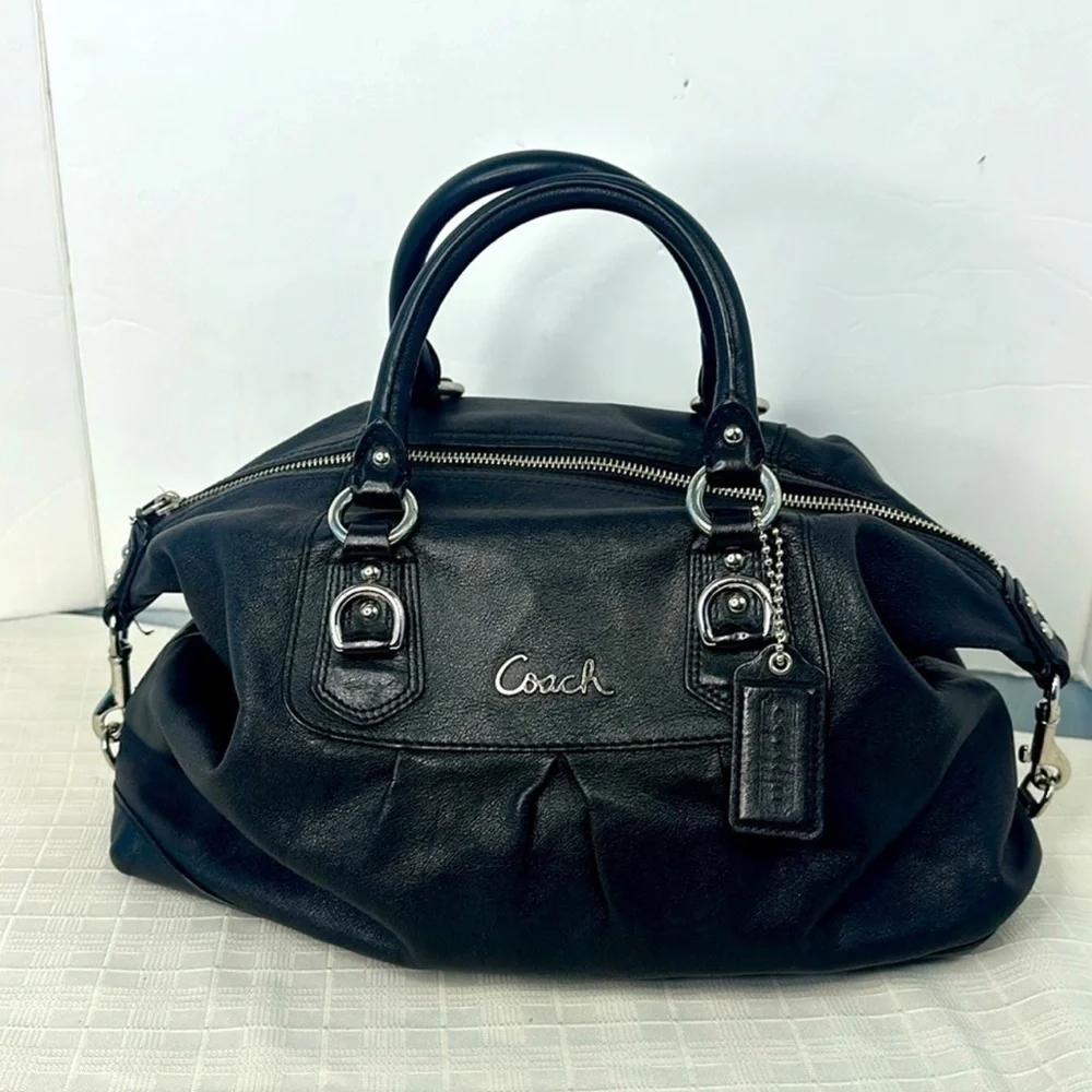 Coach F15447 Ashley Leather Handbag silver/black